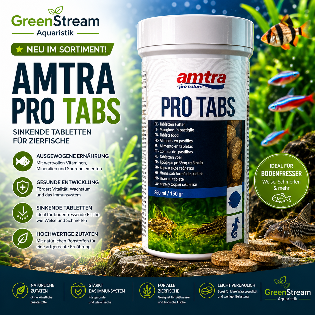 Fischfutter - Food Pro Tabs - Amtra 250 Ml
